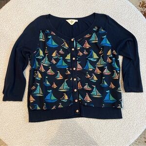 Anthropologie HD in Paris Sailboat Print Cardigan – Navy – XL